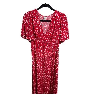 A New Day Red and White Floral Midi Dress